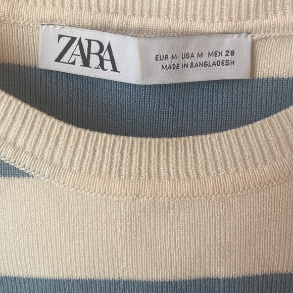 Zara cropped knit tank BLUE AND OFF WHITE - Picture 2 of 3